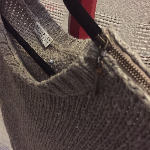 Brunello Cucinelli Sequin Asymm Silk Crop Sweater - Picture 6 of 7